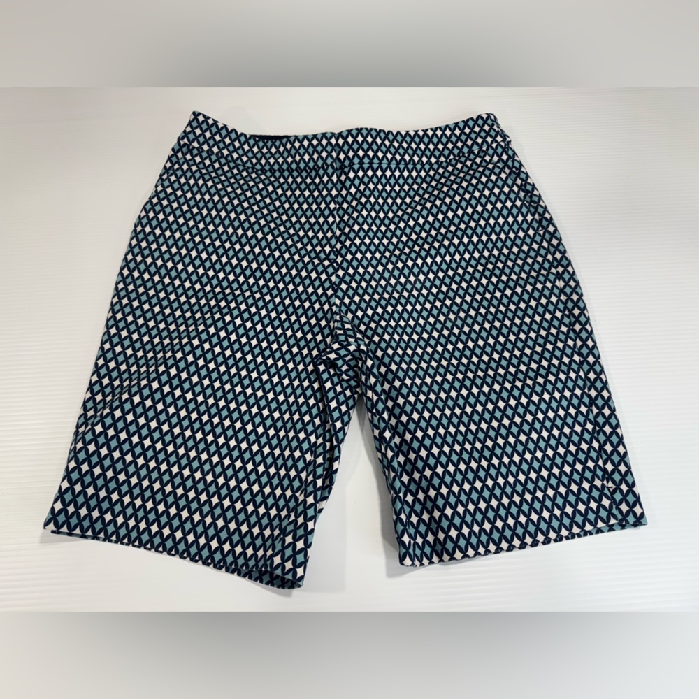 BODEN Diamond pattern bermuda shorts blue white womens size 8 medium EUC